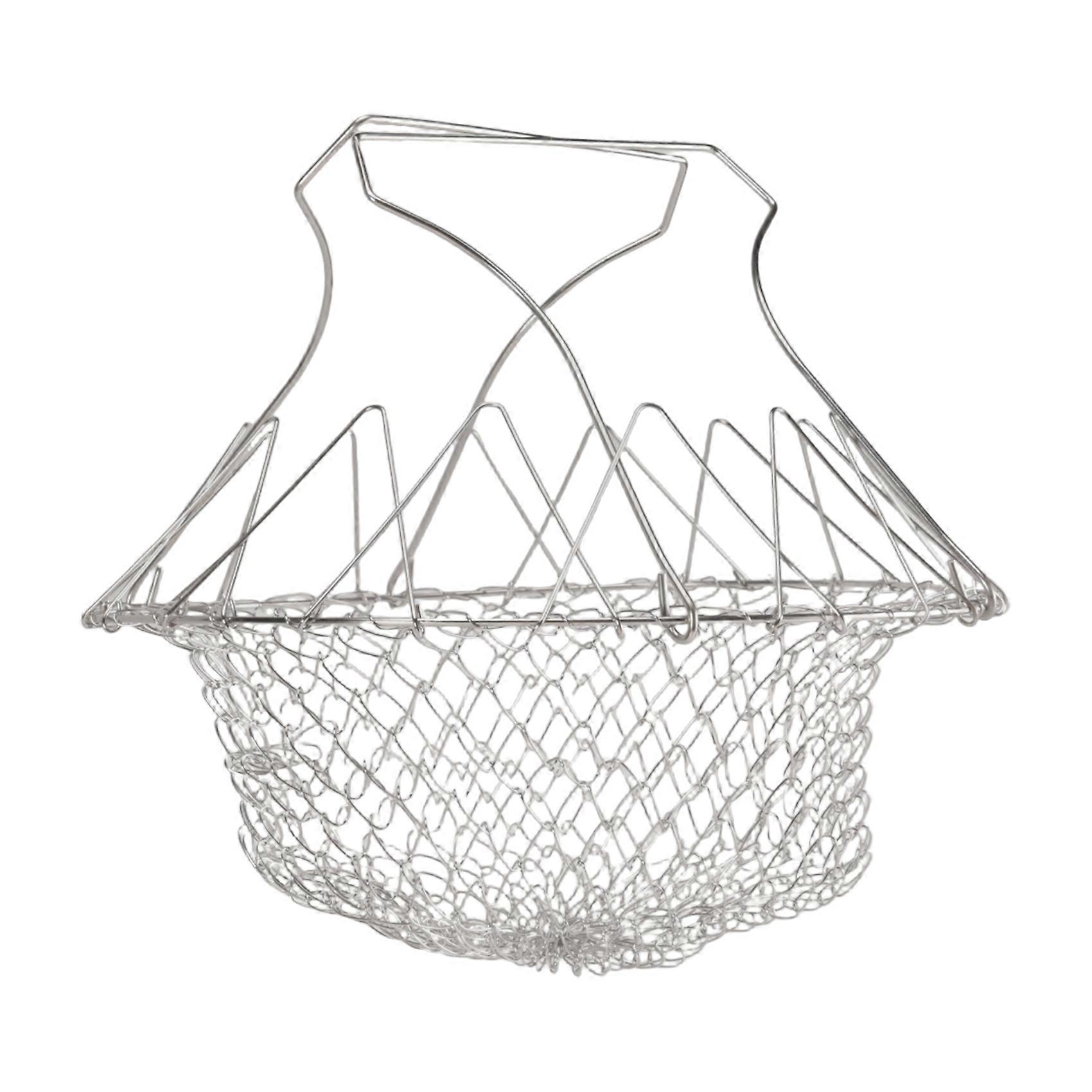 Kitchen Multi-Function Poaching Boiling Deep Frying Basket, Household Folding Draining Basket