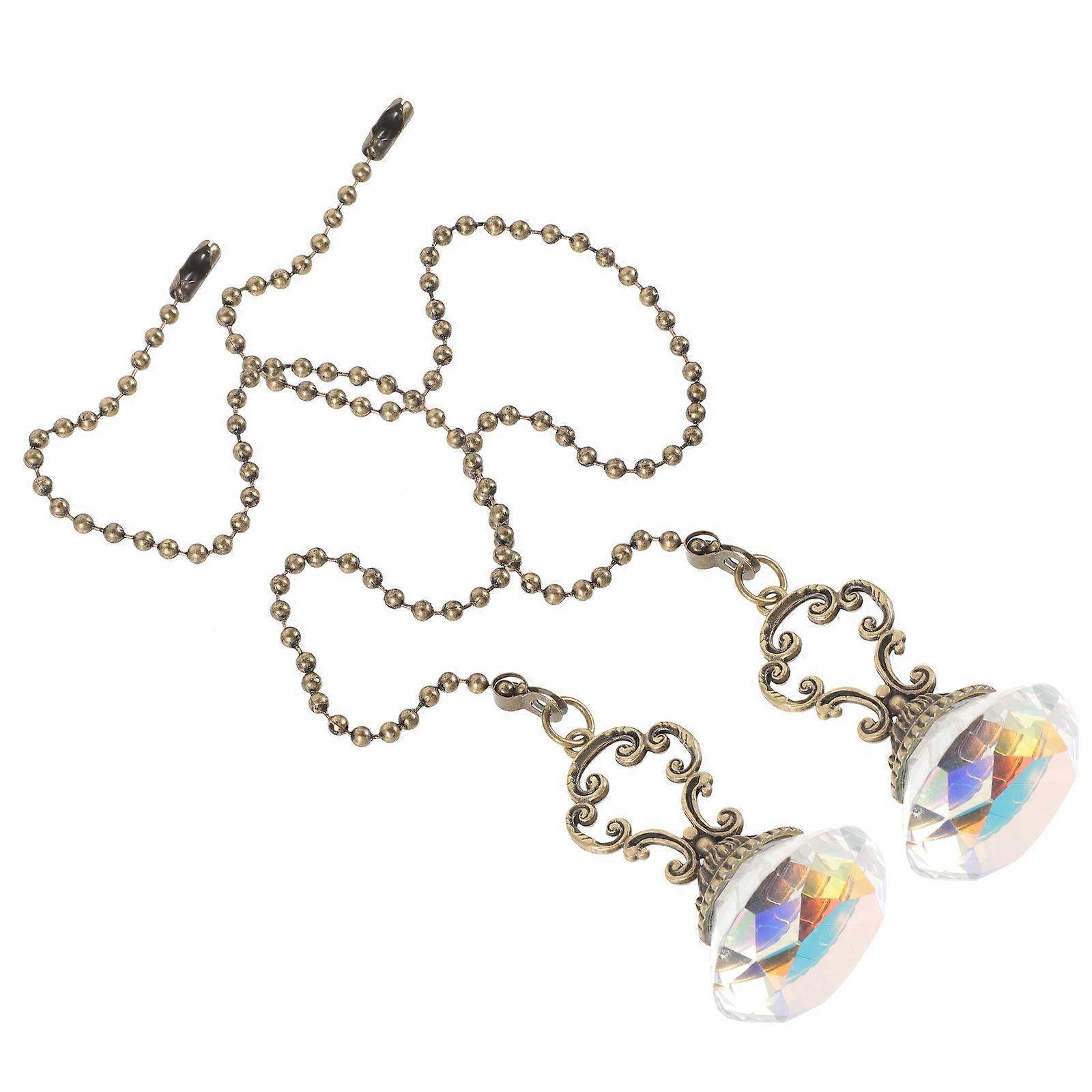 Golden Decorative Fan Pull Chain with Crystal Pendant for Lighting 8Pcs