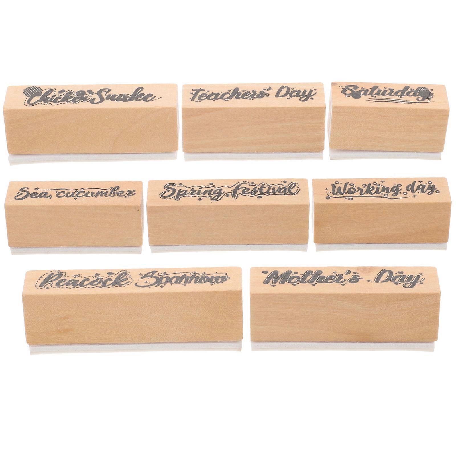 Multi-Function Wooden Stamps for Crafts Scrapbooking Stamps 8Pcs Collection