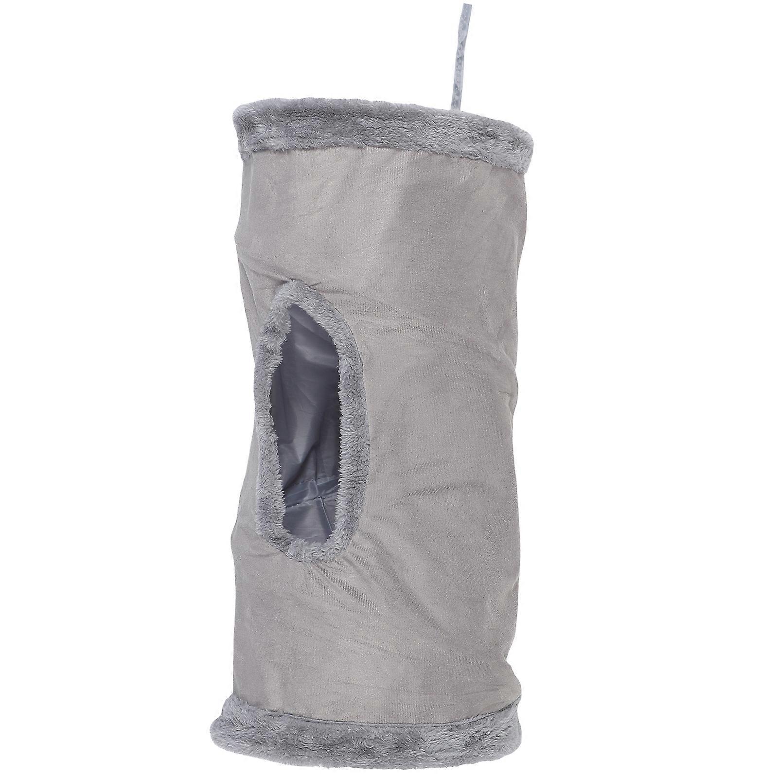 Interactive Pet Tube Suede Cat Tunnel for 2Pcs Grey Foldable Toy