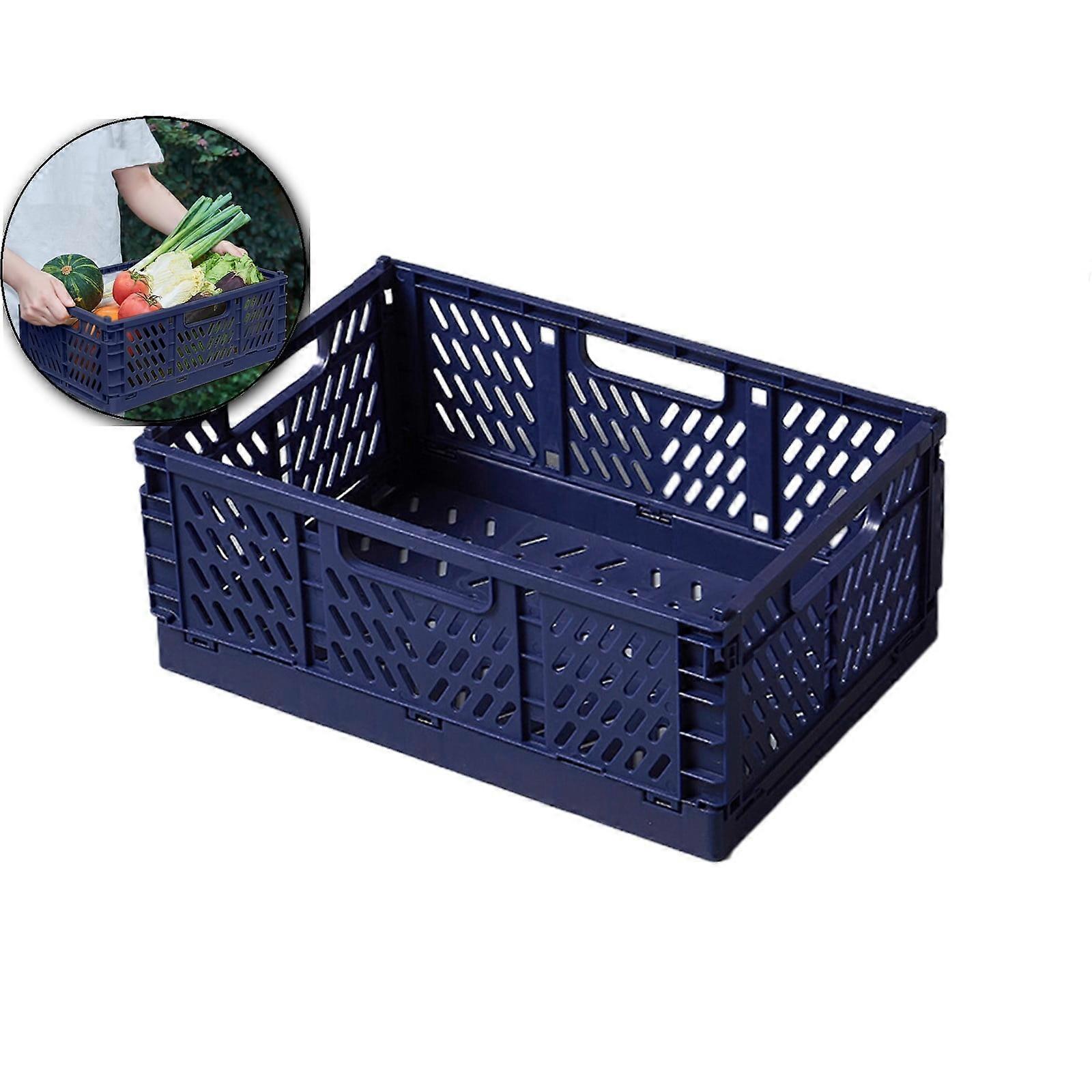 Plastic Collapsible Crate, Stackable Folding Storage Crate for Organization for Adults, Foldable Plastic Crate(Black)