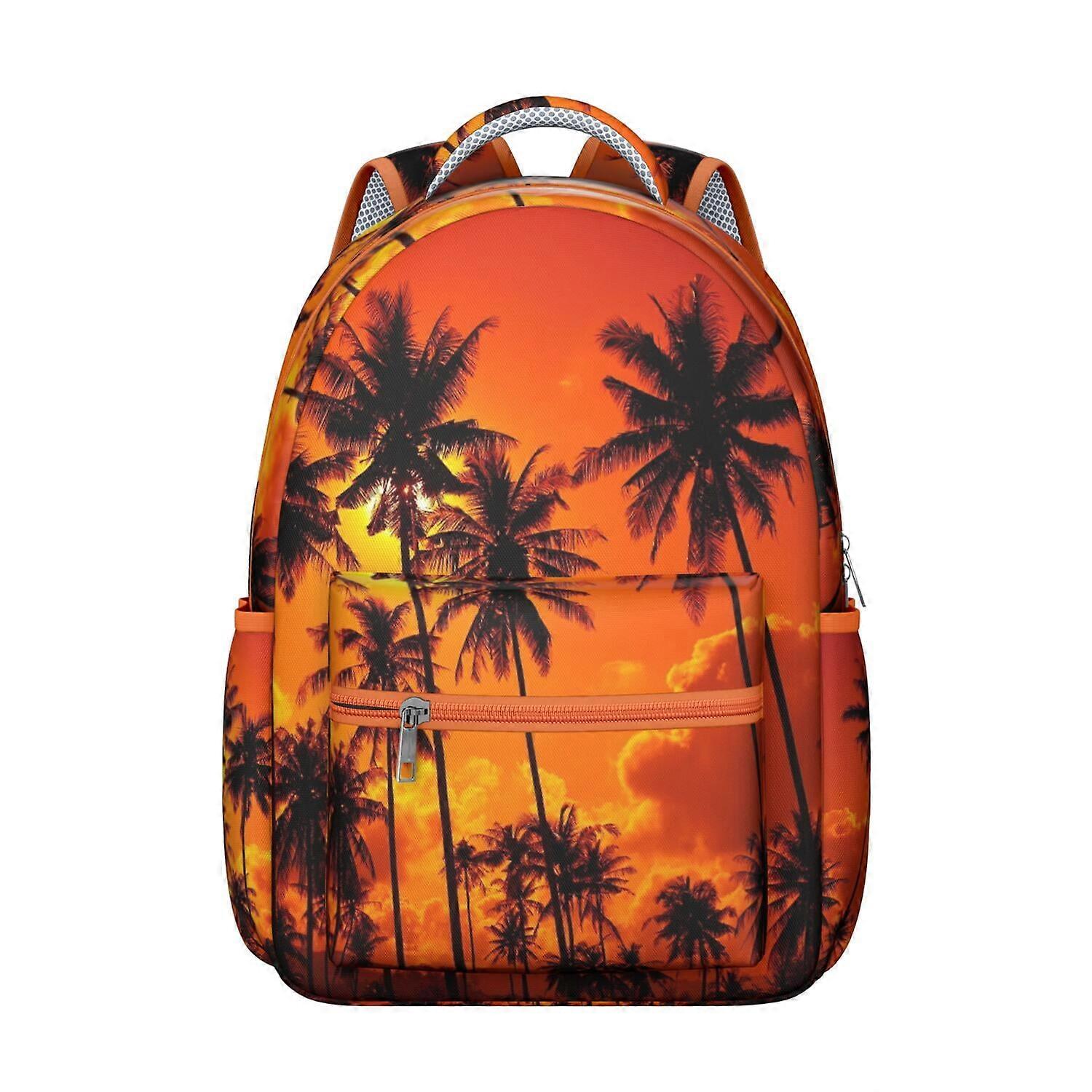 Mochila para laptop com estampa de folhas de palmeira tropicais havaianas – Leve, resistente e com grande capacidade, ideal para estudantes e deslocamentos no campus.