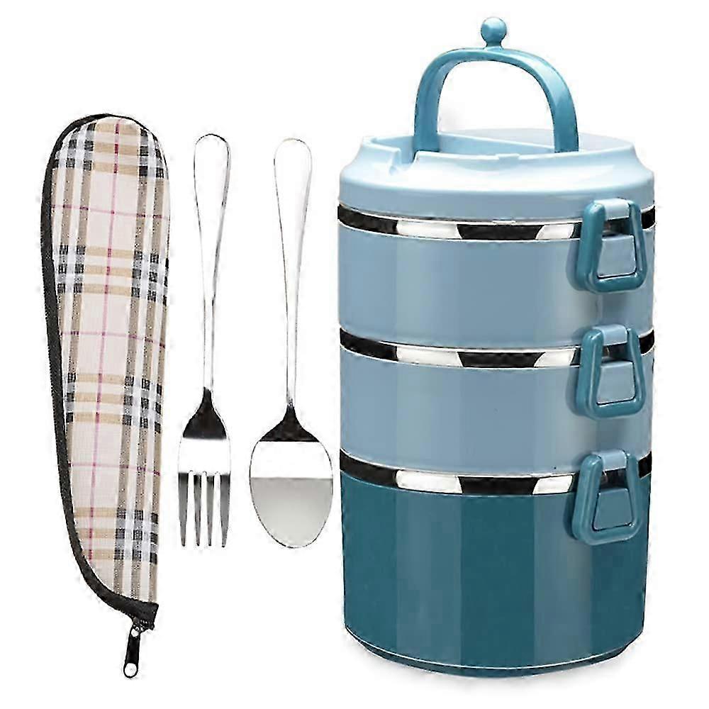 Three-layer stainless steel lunch box - stackable lunch box - with leak-proof function pink