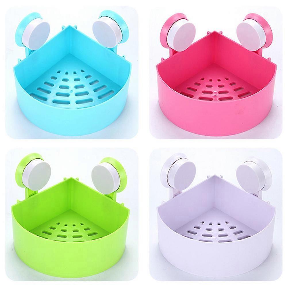 Bathroom Corner Rack Suction Cup Storage Rack for Kitchen Use Pink
