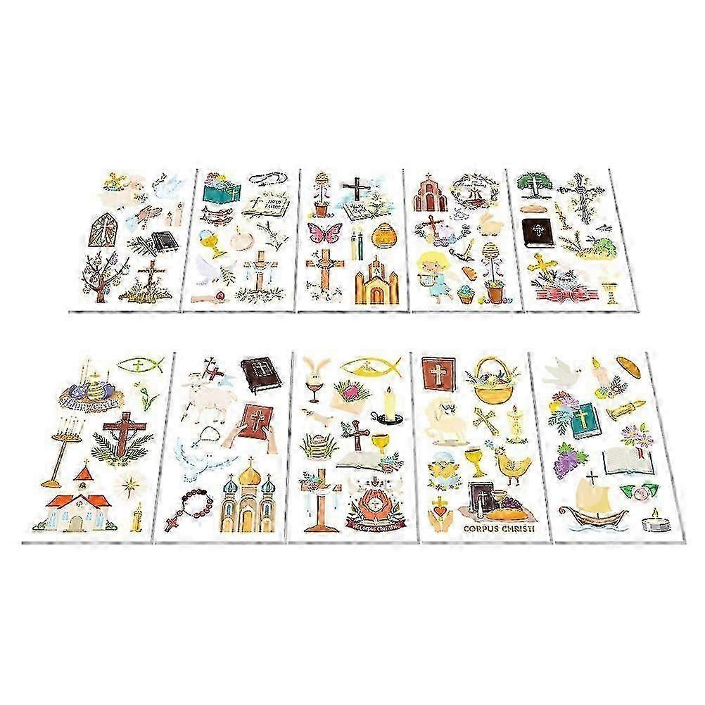 Easter Tattoos Sticker Decals for Decor 10 Sheets Assorted Color Designs