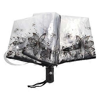 Transparent Folding Umbrella Auto Open Rain Protection Travel Suitable For Women 1Set