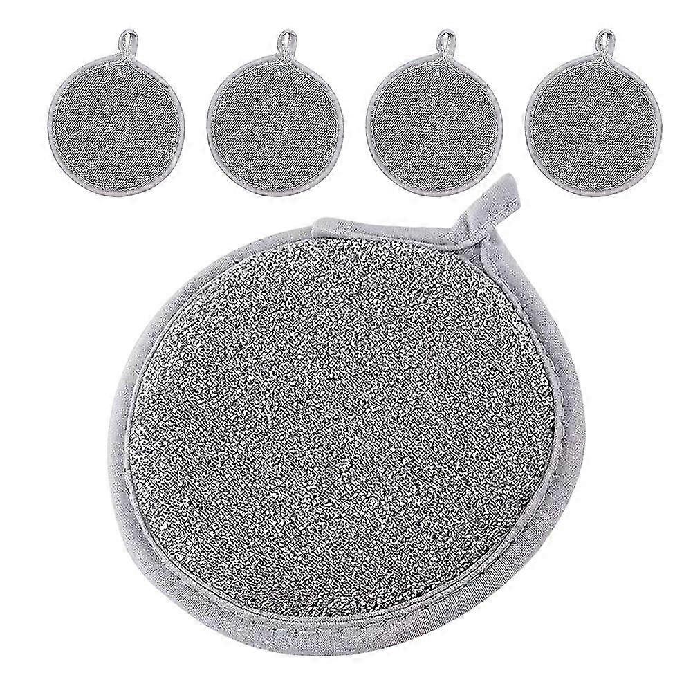 Double Sided Silver Wire Cleaning Cloth for Kitchen Use 5Pcs Sponge Set
