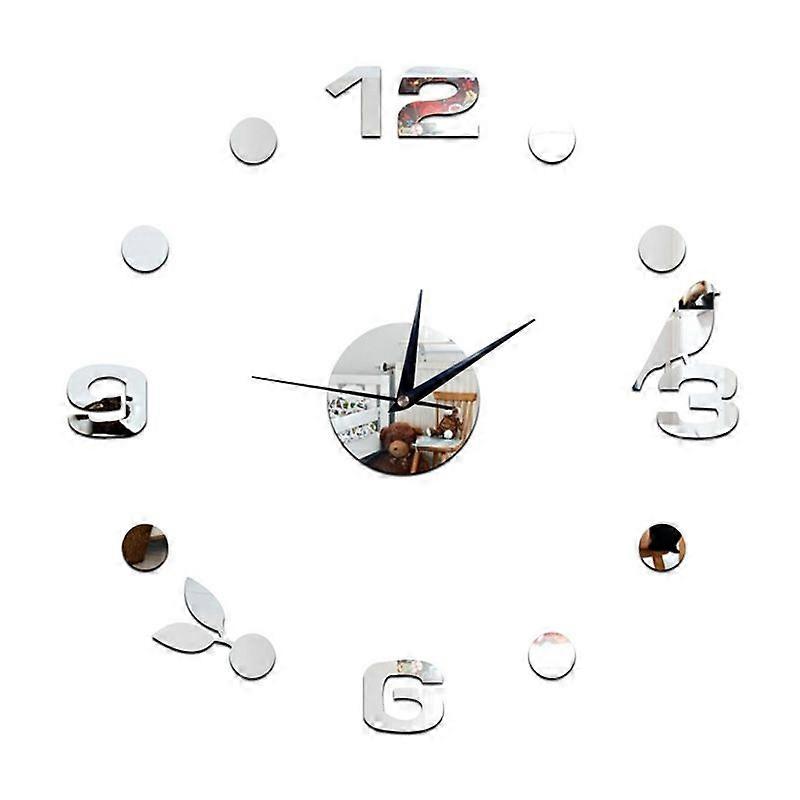 3D Three-dimensional Bird Leaves Wall Clock