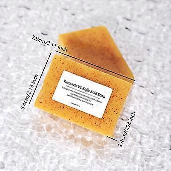 Turmeric Kojic Acid Soap Bar with Vitamin C and Plant Essential Oils, Exfoliating Scrub for Face and Body, Pack of 2 (2x100g / 3.52 Oz Each)