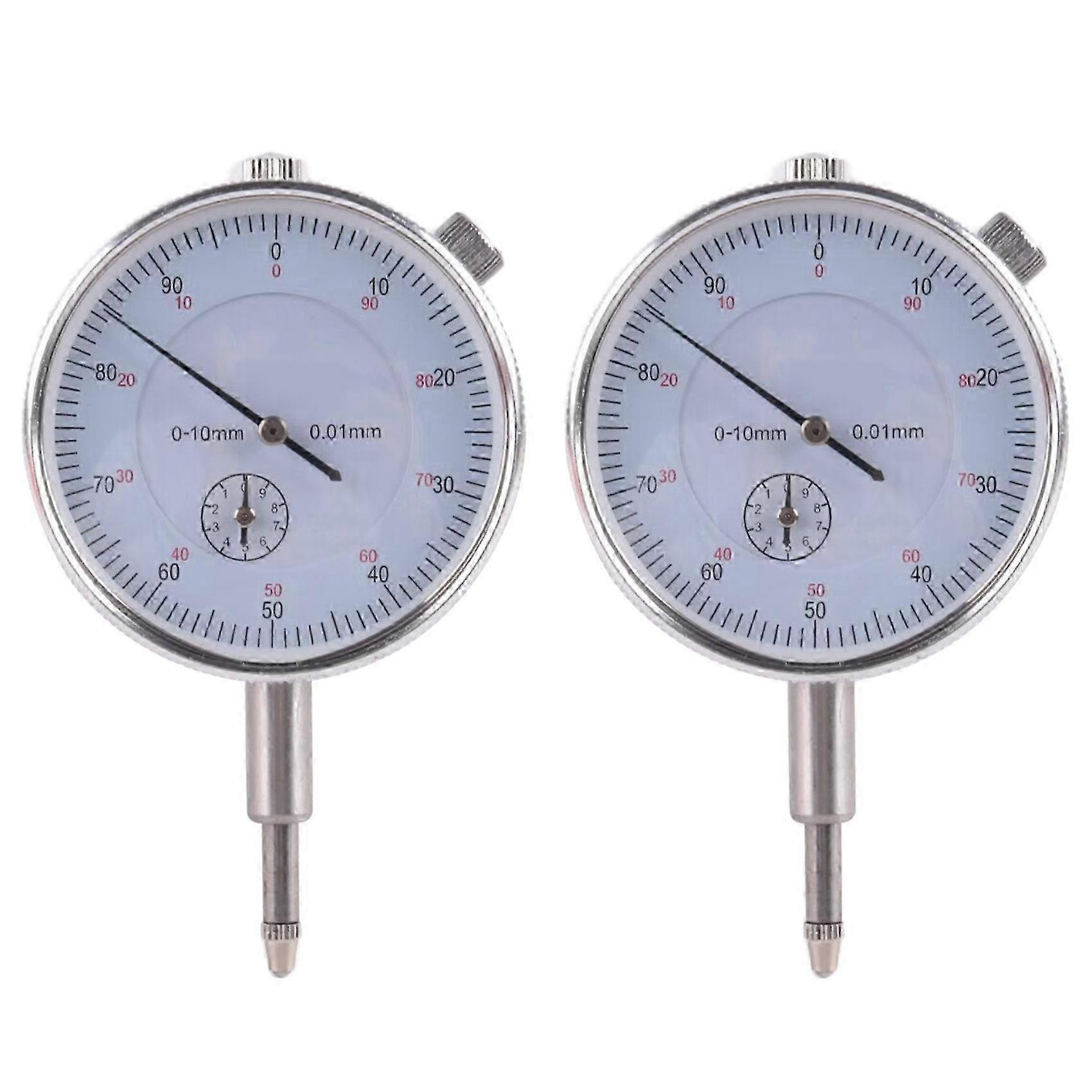 2X Dial Indicator Gauge 0-10mm Meter 0.01 Resolution Concentricity Test