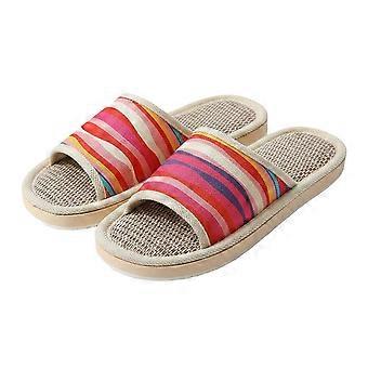 Slippers with Natural Linen Upper Breathable and Comfortable Flexible EVA Sole