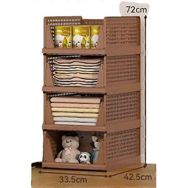 Layered Pullout Wardrobe Storage Rack, Foldable Stackable Plastic Drawer Organizer Basket for Clothes