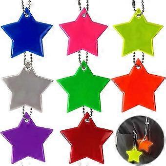 8 Stück reflektierender Stern, Reflektoranhänger, Sicherheitsreflektoranhänger, 5,5 cm / 2,2 Zoll, 8 Farben, für Kleidung, Rucksäcke, Gepäck, Kinderwagen, Rad