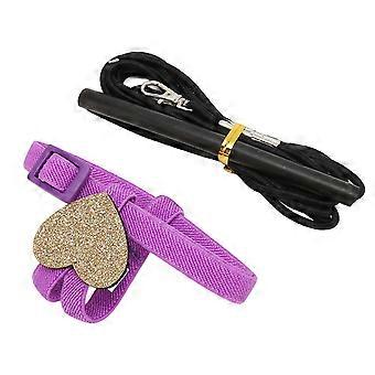Pet Bird Harness Leash Elástico ajustável leve Papagaio Flying Leash Alças com coração bonito roxo XS