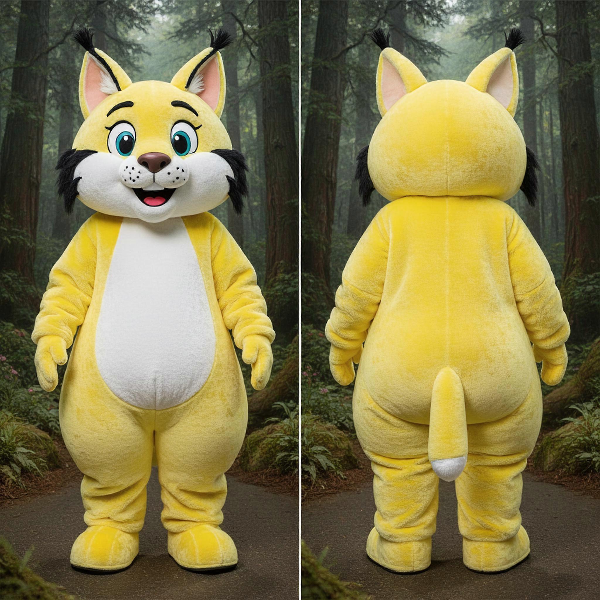 MASTICOT Lemon Yellow Cartoon Lynx Mascot