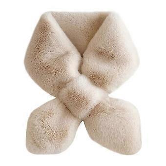 Faux Fur Cross-Design Collar Scarf Warm Windproof Fluffy Neck Warmer