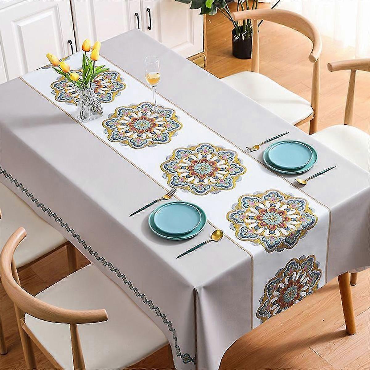 Vibrant Geometric Washable Square Tablecloth