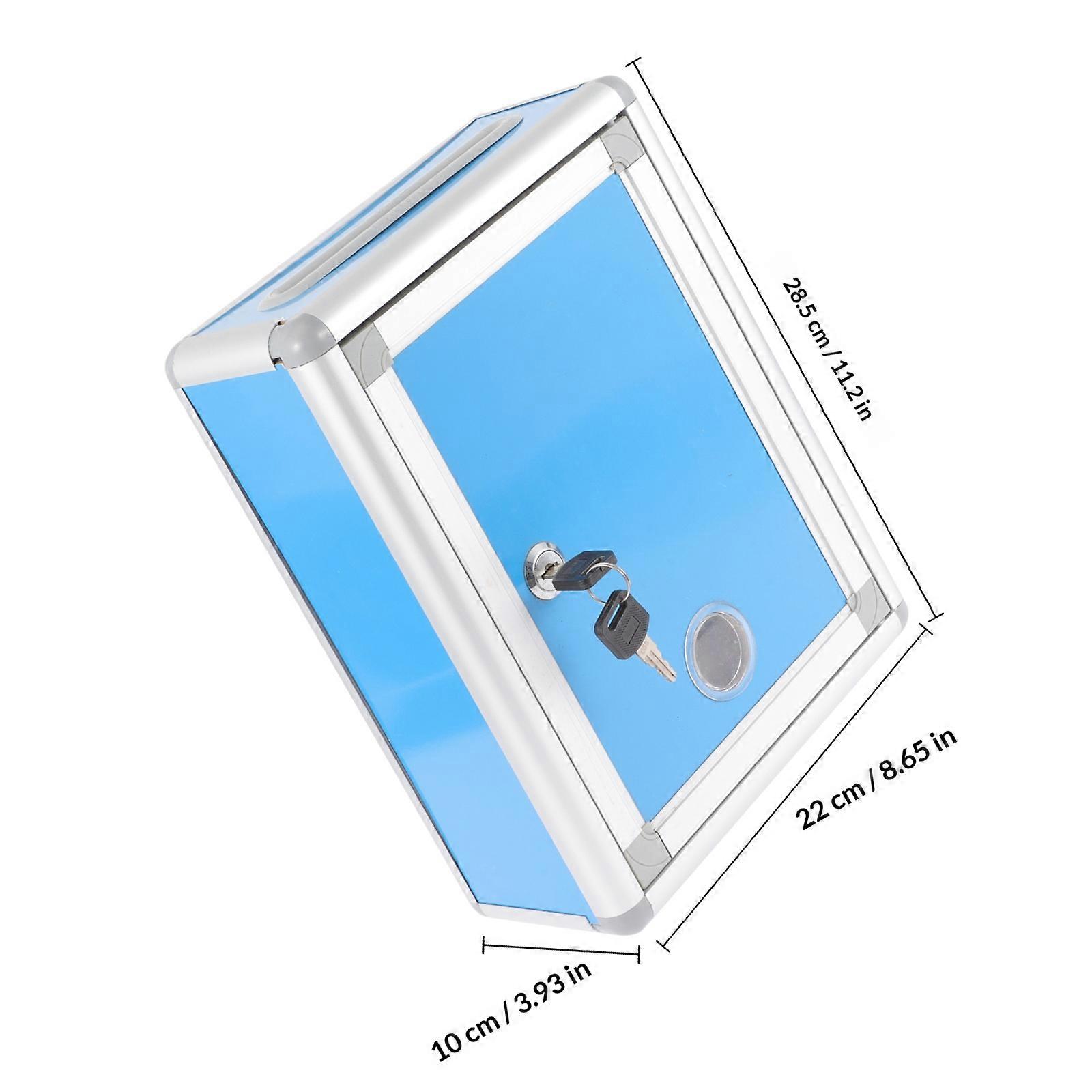Wall Mount Mailbox Suggestion Box Locking Letter Box for Storage Blue