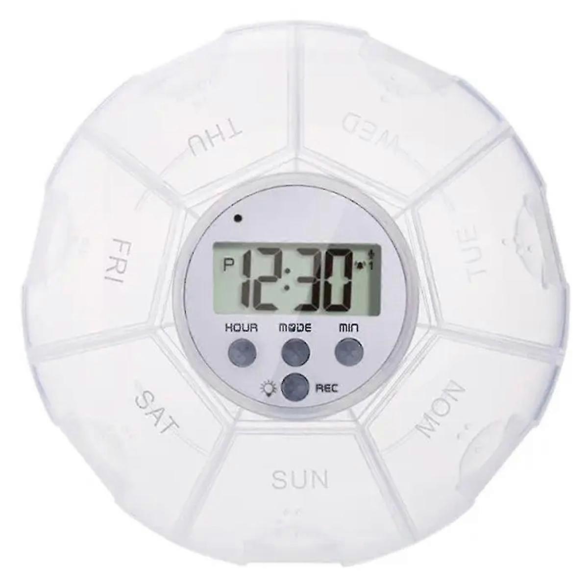 Automatic Medication Dispenser Pill Reminder Organizer with Timer Recording Function 7 Compartments Organizer Box