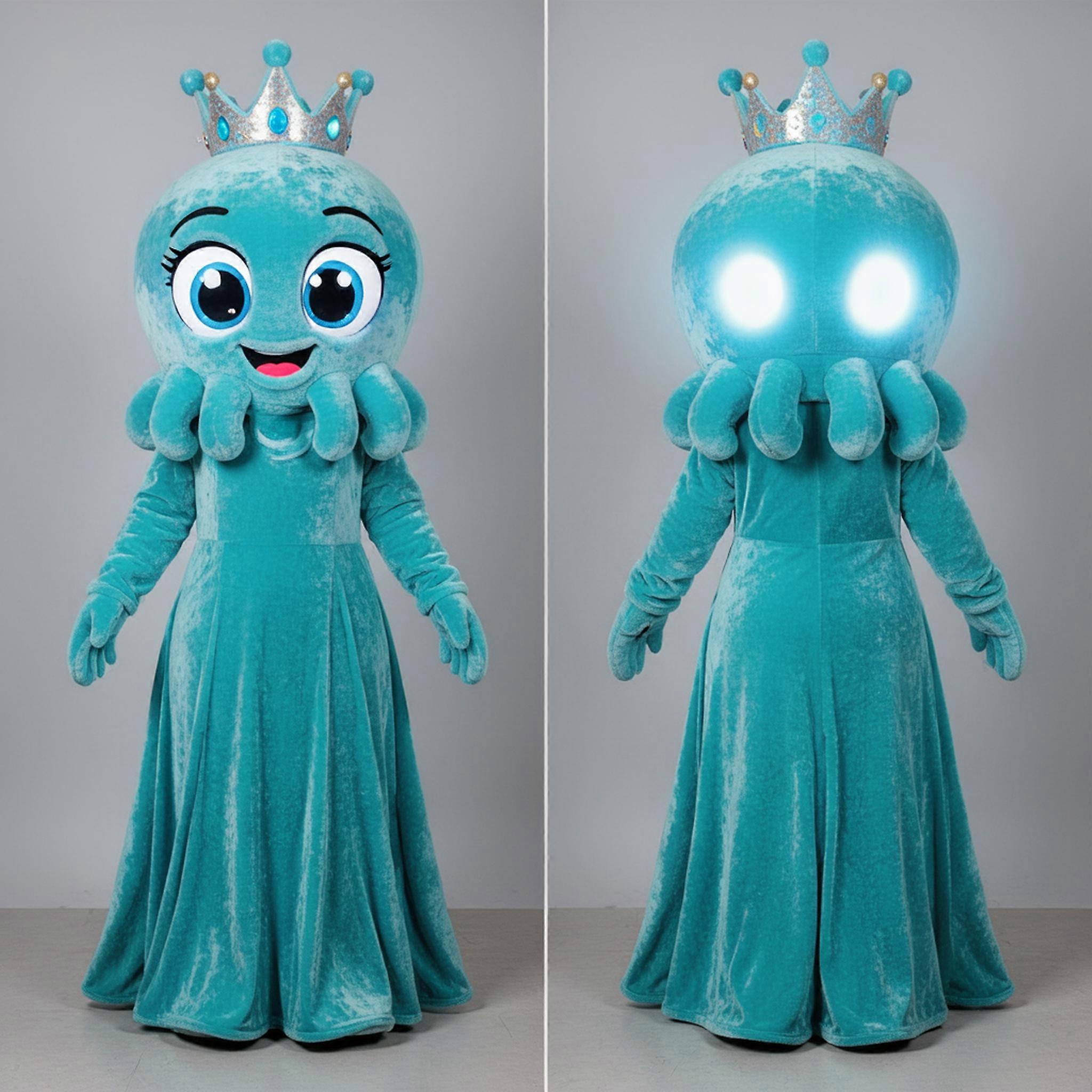 MASTICOT Turquoise Cartoon Squid Mascot