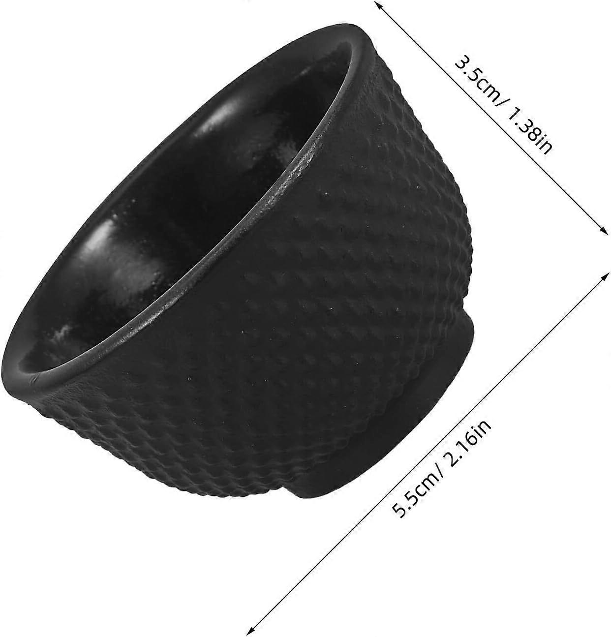 Handleless Cast Iron Tea Cups 2Pcs, 35ml Black