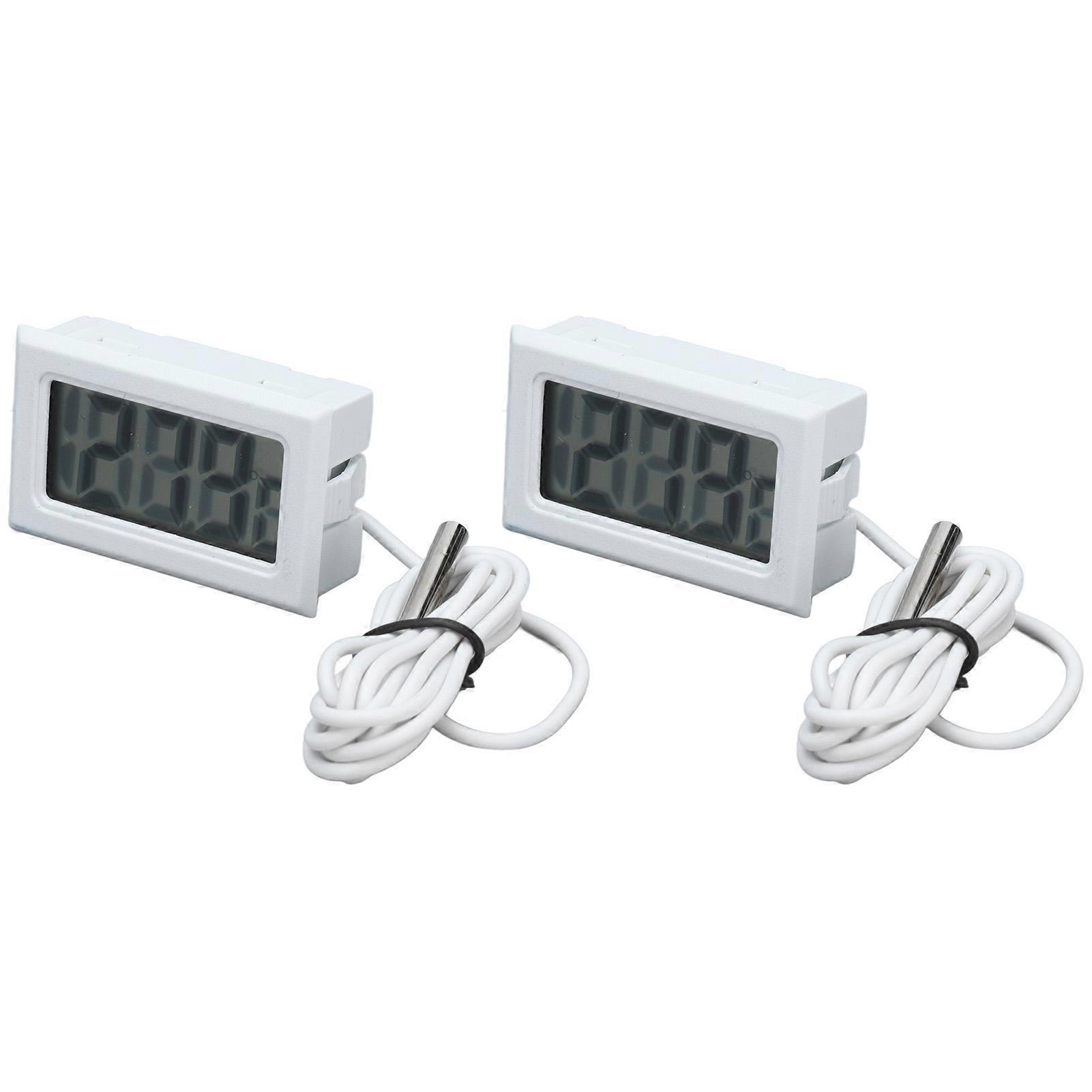 2Pcs Electronic Digital Thermometer Thermostat Temperature Meter 2s Refresh with ProbeWhite