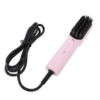 Glättebürste mit negativen Ionen, Haarglätter, Friseurbürste, Styling-Tool, mit Temperatureinstellungen, Schutz vor Verbrennungen, rosa, Stecker für EU, 250V.