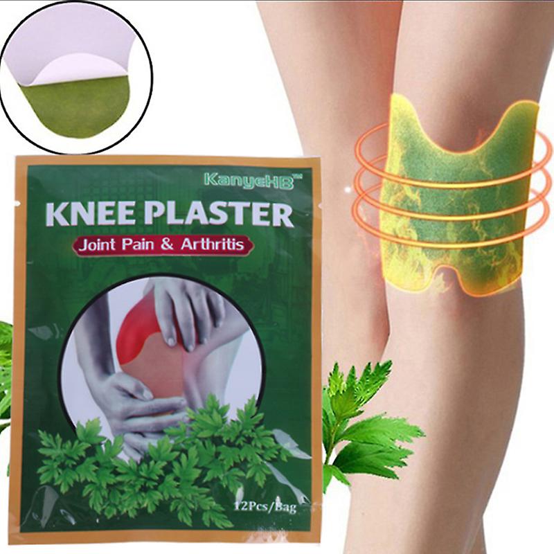 12pcs Natural Wormwood Knee Pain Relief Patch Self-heating Moxibustion Plaster