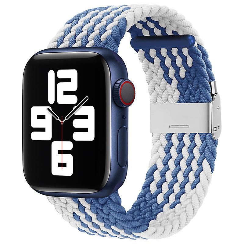 Compatível com bandas de relógio apple 38mm 40mm 41mm, elastices de loop solo trançado elásticos mulheres homens substituição pulseira esportiva, com aço inoxidável 