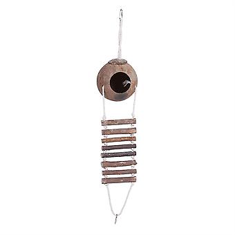 Natural Coconut Shell Bird Nest Pet Parrot House with Rope Ladder 2 Sizes (#2)