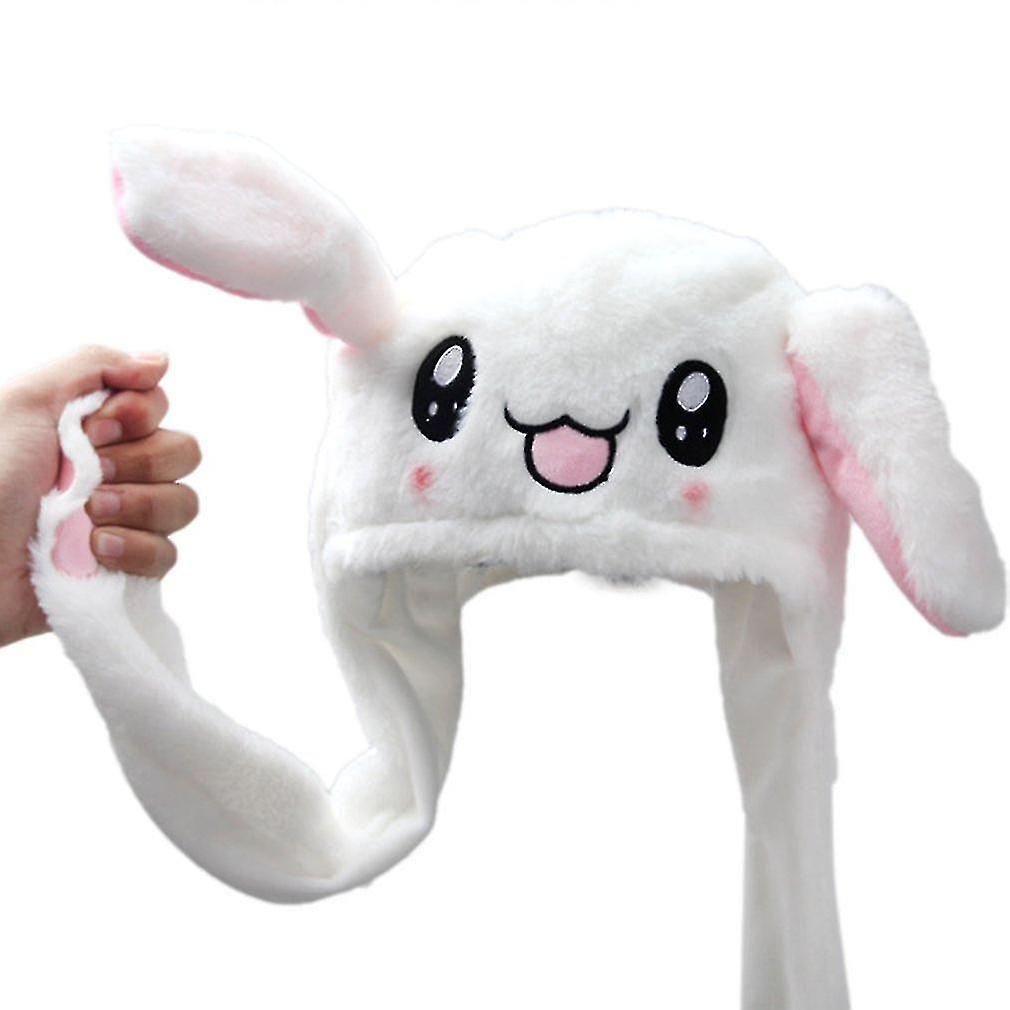 Lush Moving Rabbit Ears Hat Funny Hand Pinching Airbag Magnet Soft Hat Controllable Long Ears Cute Animal Gift Rabbit Ear Hat