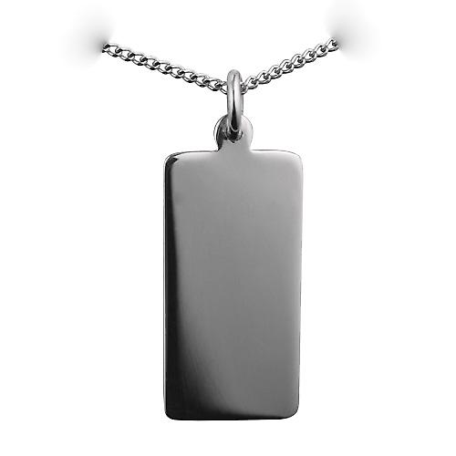 Silver 26x13mm plain rectangular Disc with a curb Chain 24 inches