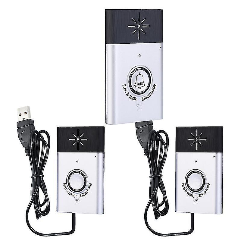 Wireless Voice Intercom Doorbell 2-way Talk Monitor With 1*outdoor Unit Button 2* Indoor Unit Receiver Smart Home Security Door Bell,silver