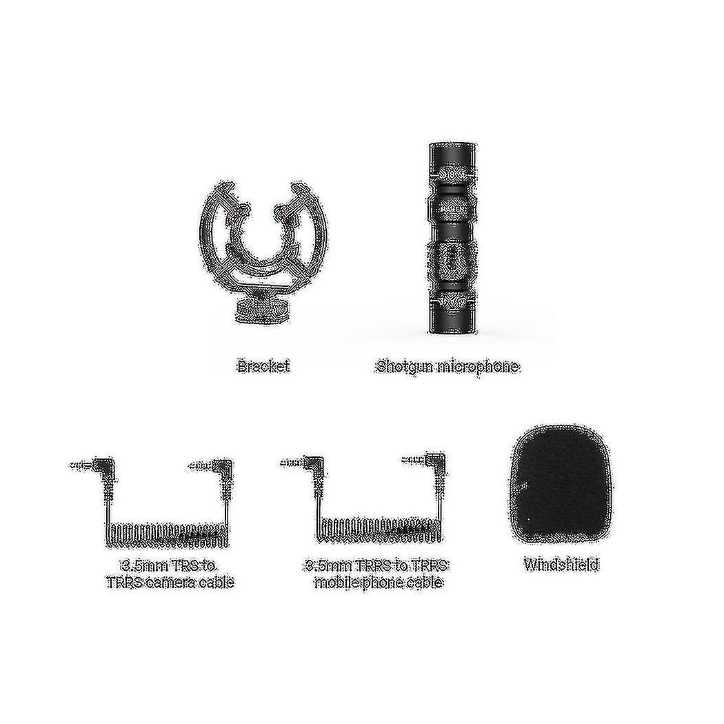 Shockproof Recording Microphone With Windshield For Camera Phone Computer Video Vlog Interview Micr