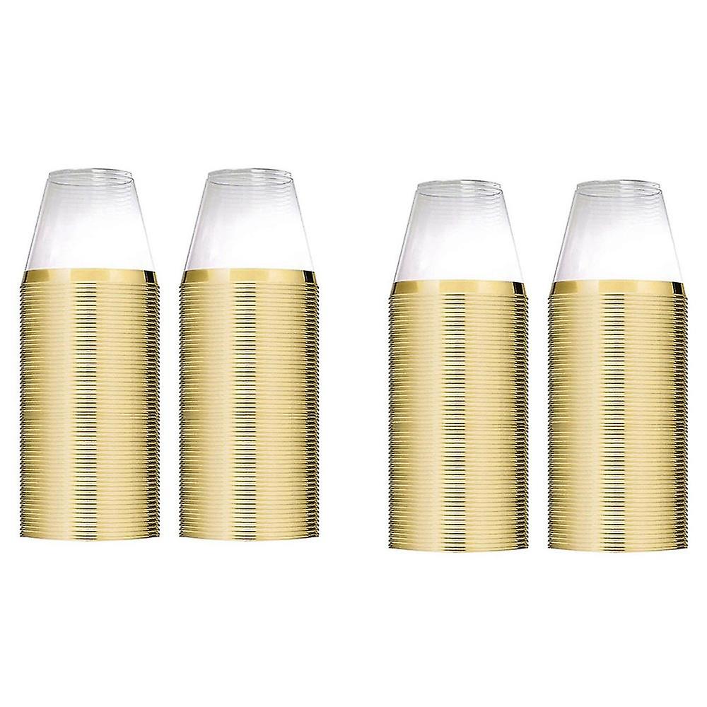 50x Golden Plastic Cups 9 Oz Disposable Cup Transparent Plastic Cup