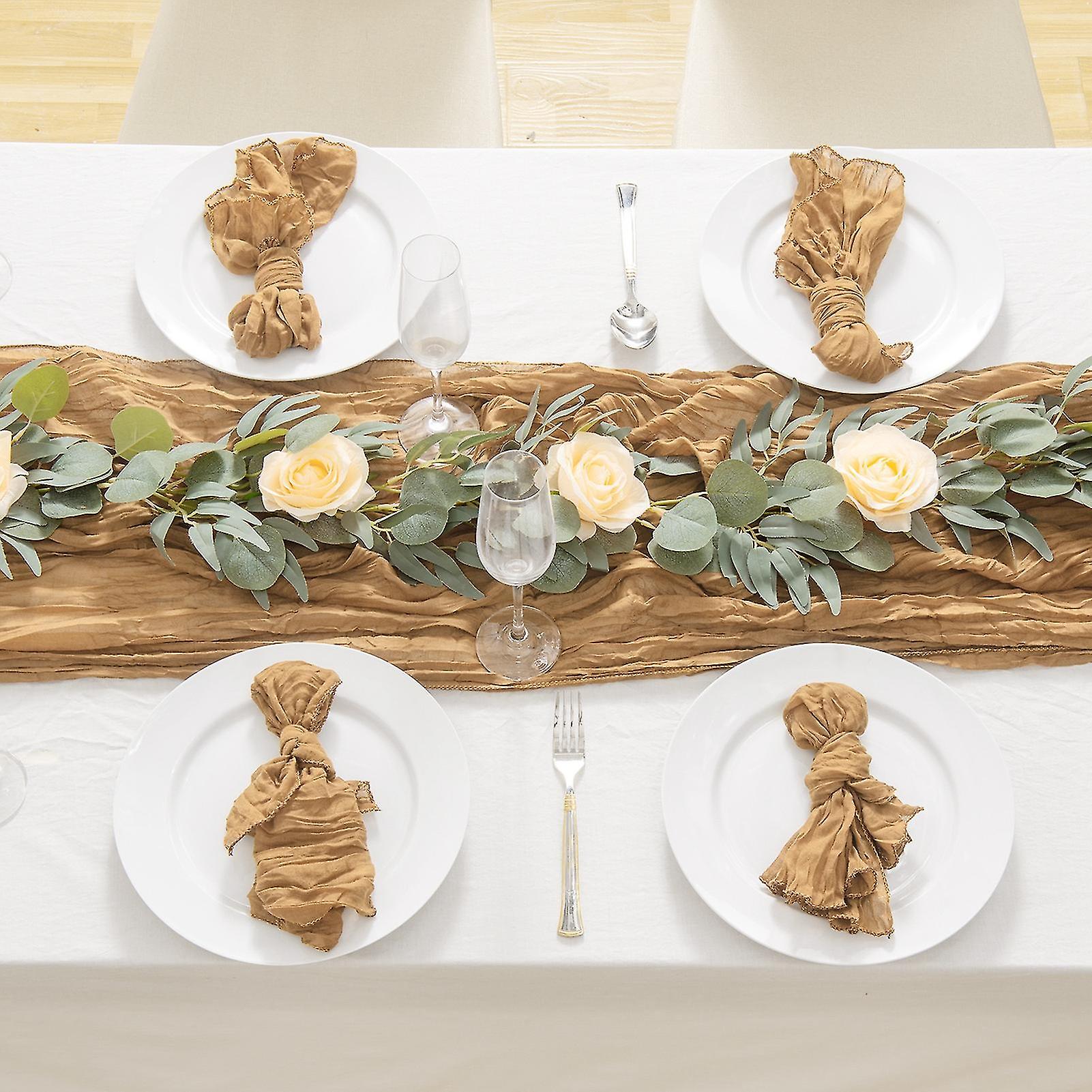 Pleated Cheese Cloth Table Flag Foldable Table Runner for Dining Table