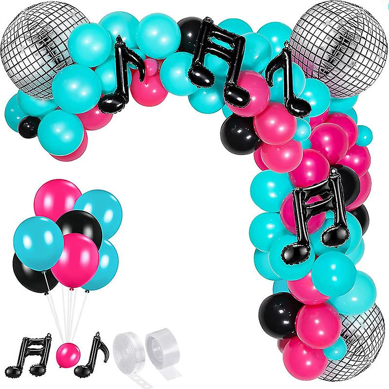 97Pcs Music Balloons Birthday Balloon Garland Arch Kit Disco Ball Balloon
