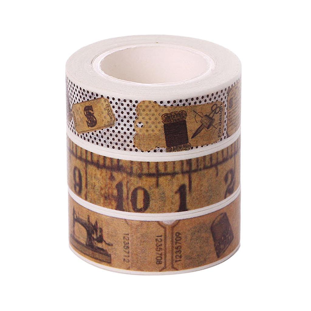 3 Rolls Retro Style Paper Masking Washi Tape DIY Decorative Adhesive Tapes