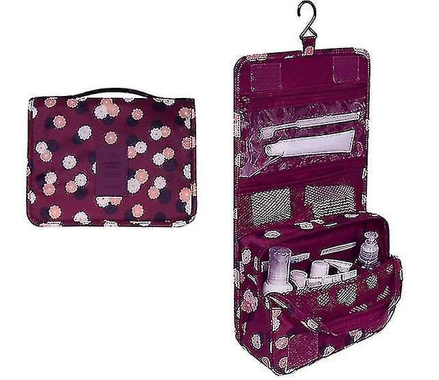 家庭用収納バッグバーガンディの花ポータブル旅行収納バッグ化粧品オーガナイザー布下着トイレタリーバッグ