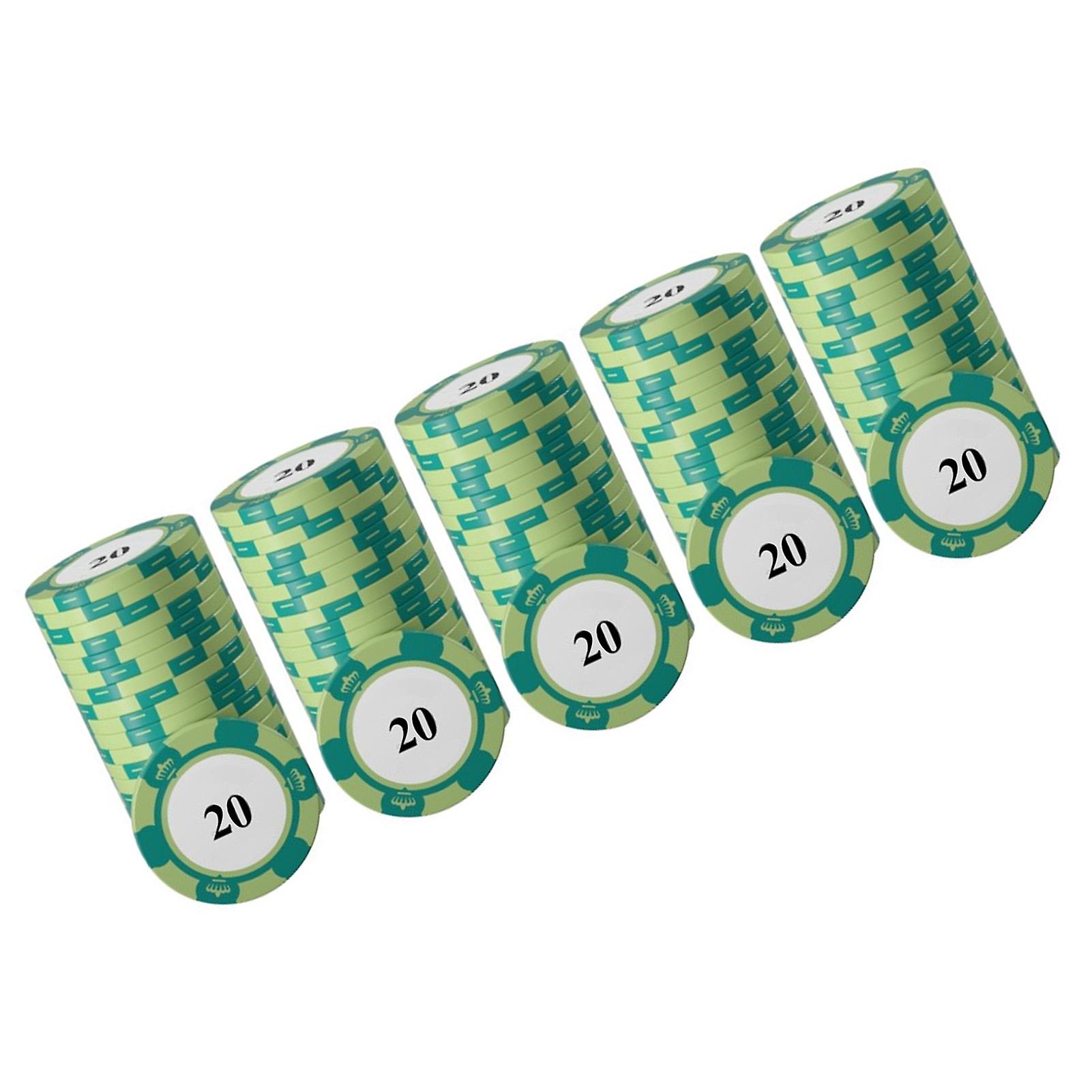 20pcs Poker Chip Set Clear Printing Large Numbers Clay Iron