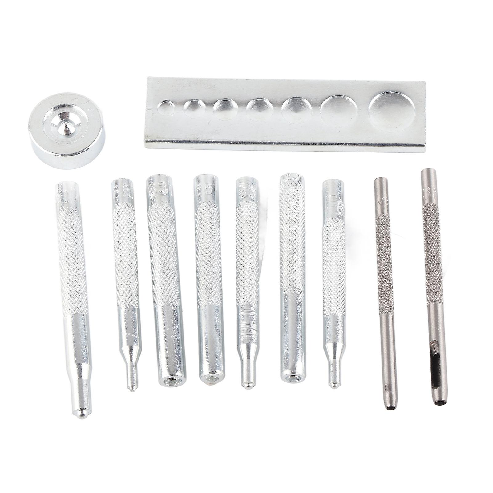 11pcs Leather Craft Snap Fastener Setter and Rivet Setting Punch Die Tools with Hole Punches for DIY Leatherwork