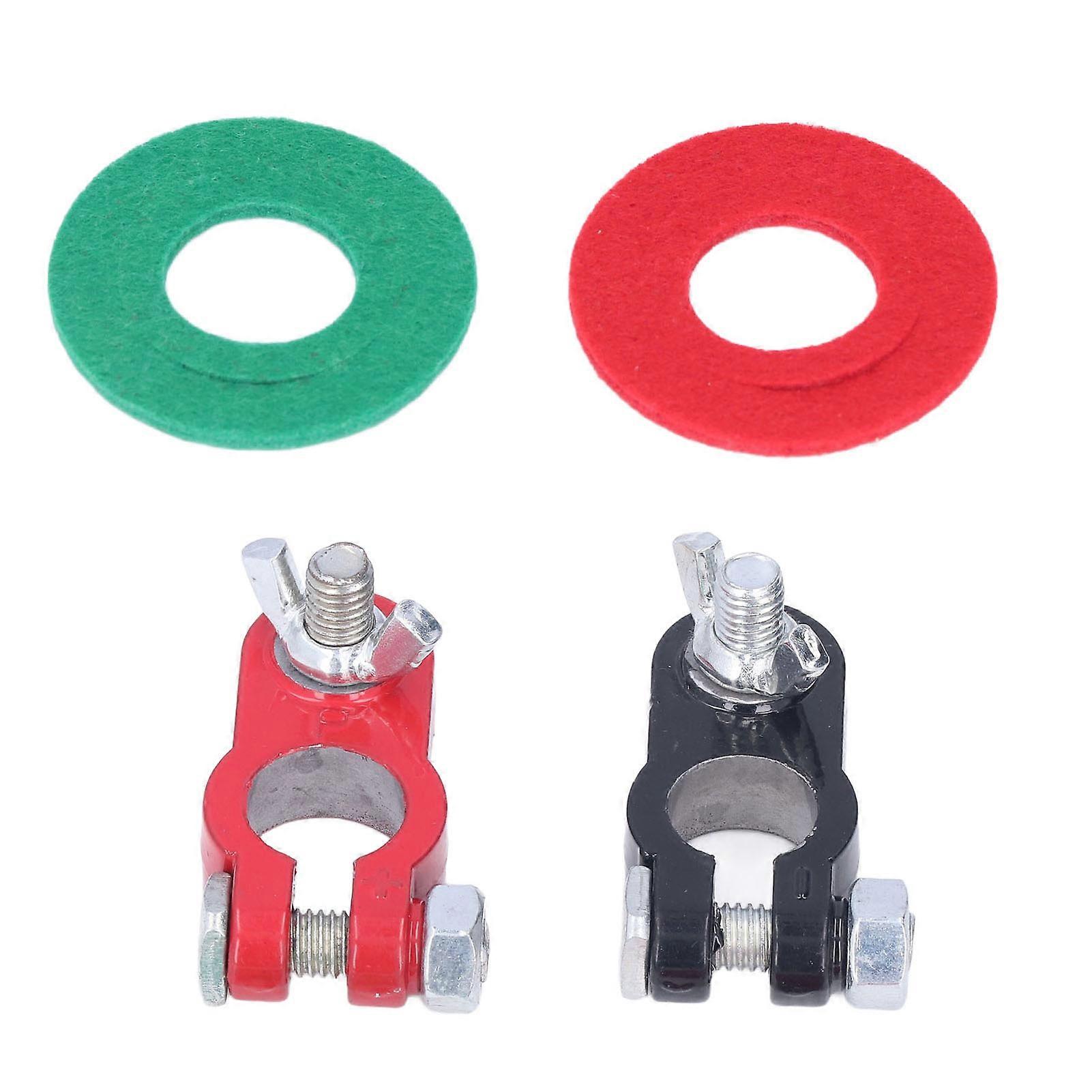 2PCS Battery Terminal Clamps Quick Release Connectors Black Red Universal for Cars Trucks Boats