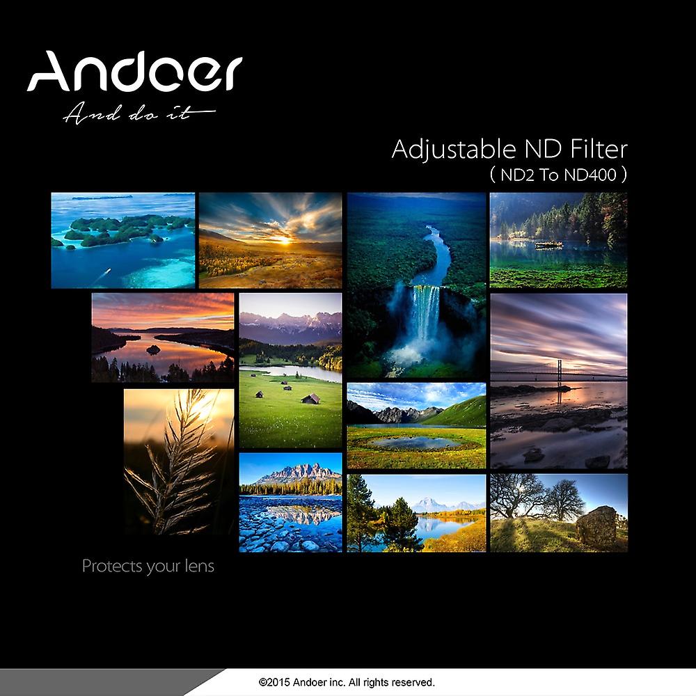 Andoer 52mm ND Fader Neutral Density Adjustable ND2 to ND400 Variable Filter for Canon Nikon DSLR Ca