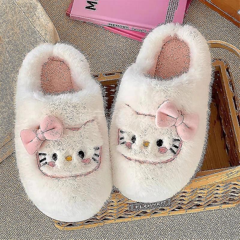 Hello Kitty Sanrio βελούδινες παντόφλες kawaii χαριτωμένος φοιτητής φθινόπωρο χειμώνας υπνοδωμάτιο μαλακό γεμισμένο βελούδινα παπούτσια παιχνίδια κορίτσια χριστουγεννιάτικα δώρα