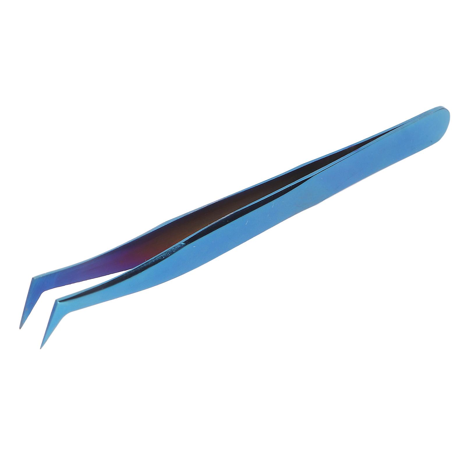 Eyelash Applicator Tweezers Stainless Steel Accurate Tip Lightweight Make Up Lash Extension Tweezers Blue Oblique Tweezers