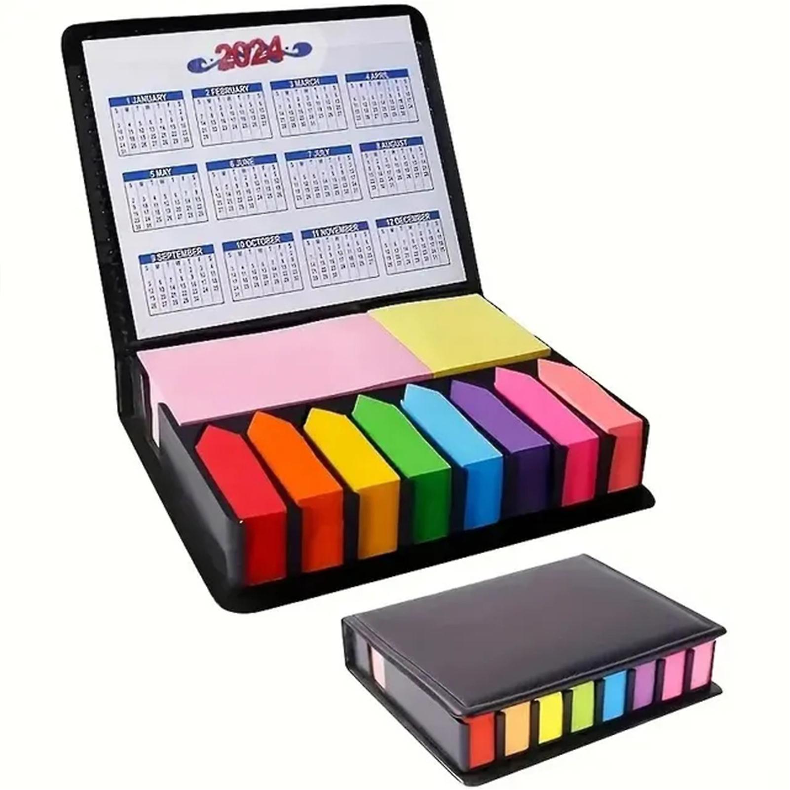 Mixeds Color Notepads Box with Calendar Self-Adhesive Page Markers for Student Boy Girl Kids