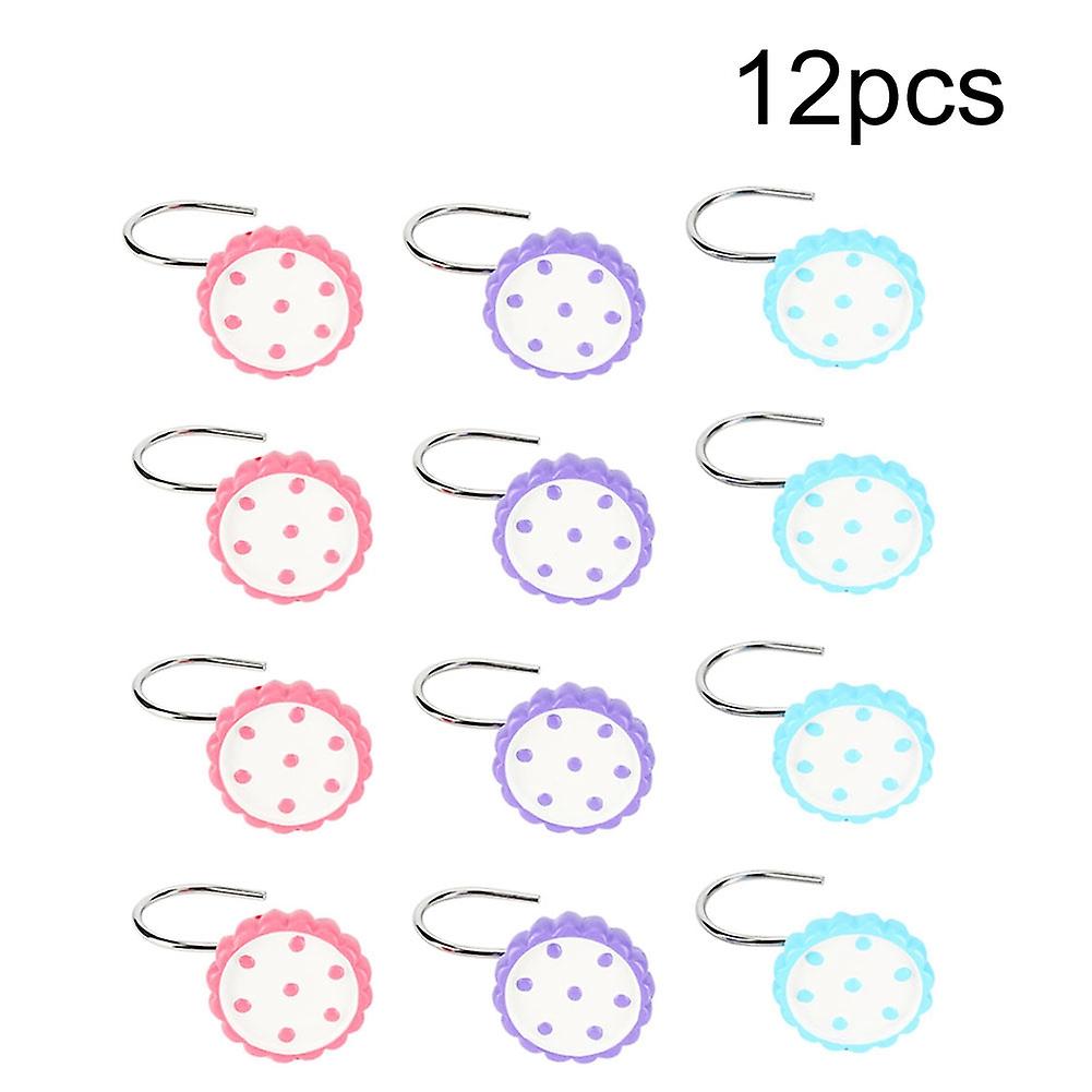 Decorative Resin Curtain Hooks, 12 Pcs Sunflower Shaped Bath Shower Curtain Hooks, Rust-Resistant Hooks for Bathroom, Easy to Install, Universal Fit