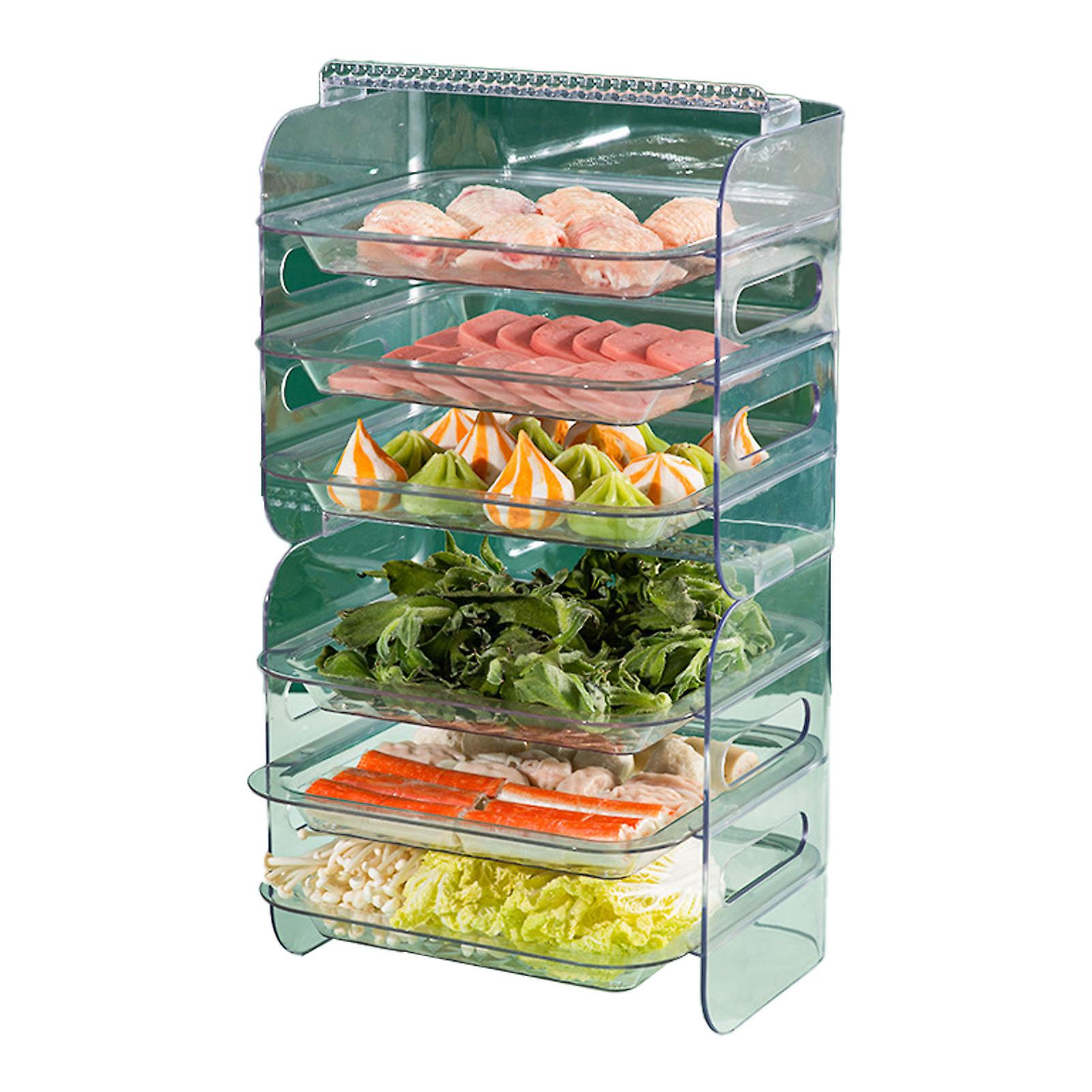 Multi Layer Food Tray Multifunctional Strong Capacity Durable Vegetable Fruit Preparation Plate 6 Layer White