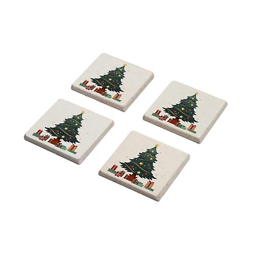 Christmas Tree Design Stone Coasters Set