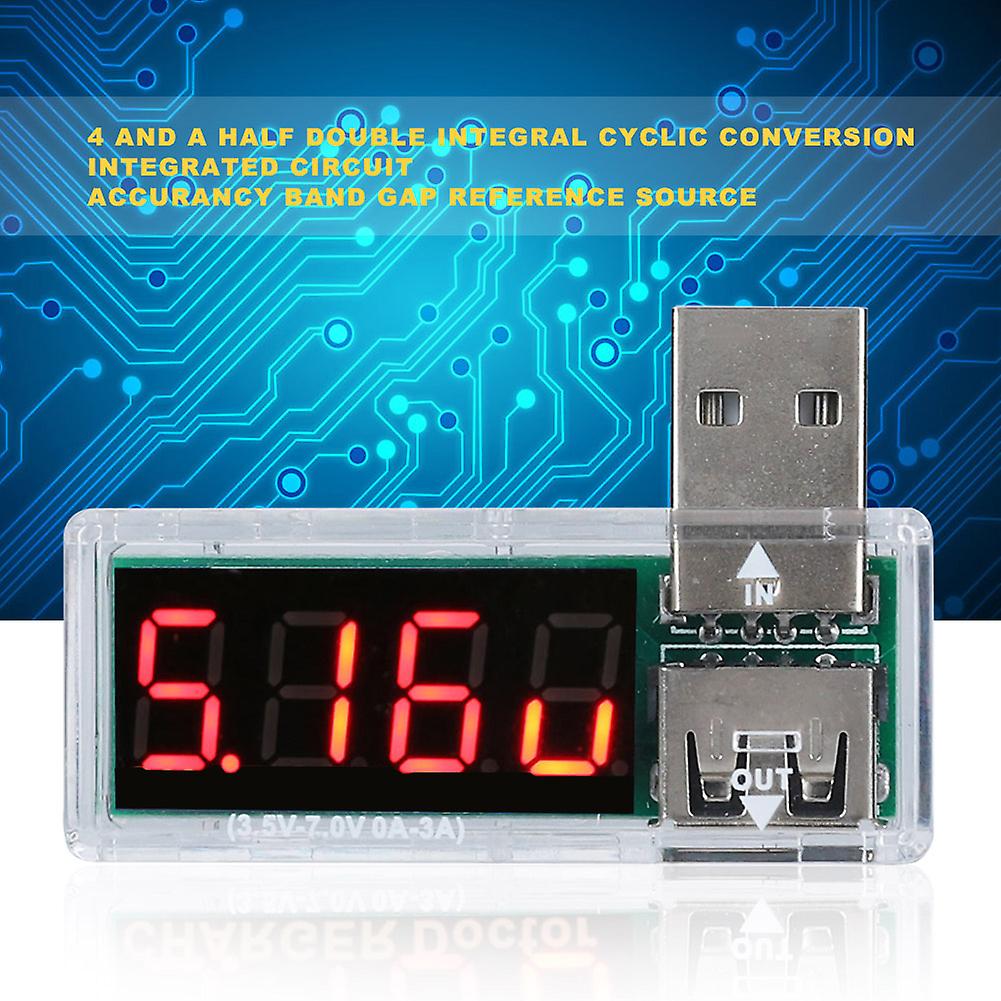 2PC USB Detector Voltmeter Ammeter Tester Portable 14x20x52mm White